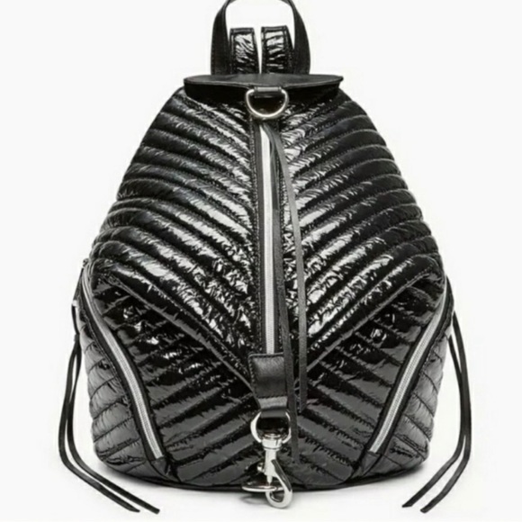 Rebecca Minkoff Handbags - Rebecca Minkoff Julian Black Patent Nylon Quilted Backpack